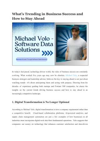 Michael Volo’s Vision for Business and Technology