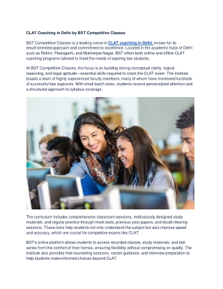 CLAT Coaching in Delhi by  BST Competitive Classes