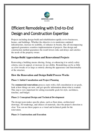 Efficient Remodeling with End-to-End Design and Construction Expertise