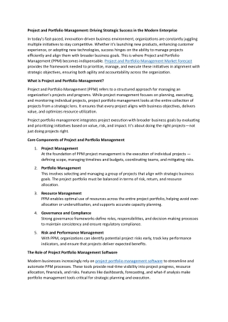 Project and Portfolio Management- Driving Strategic Success in the Modern Enterprise