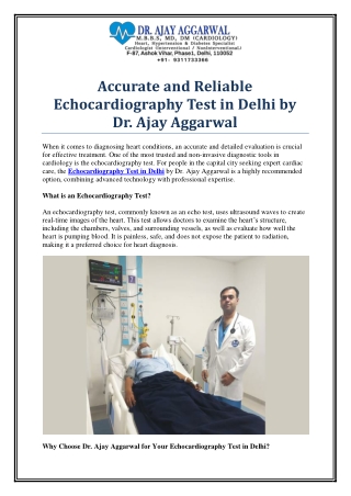 Book an Echocardiography Test in Delhi with Dr. Ajay Aggarwal Today