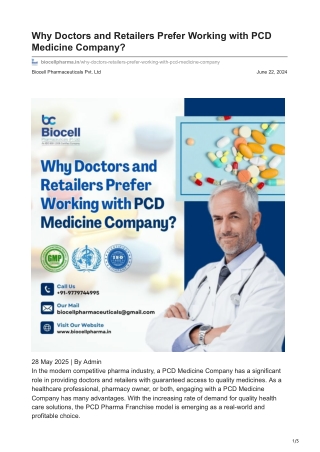 Why Doctors and Retailers Prefer Working with PCD Medicine Company?