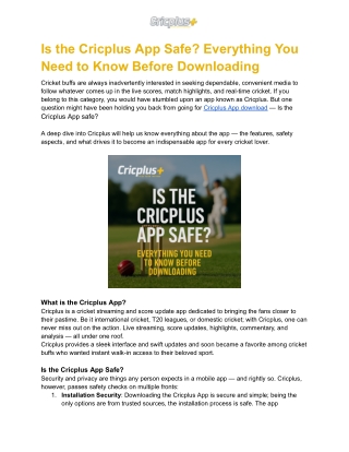 Is the Cricplus App Safe
