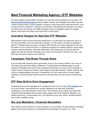 Best Financial Marketing Agency ETF Websites