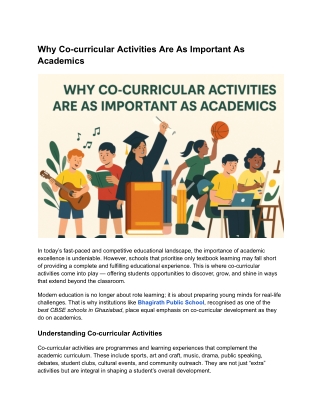 Why Co-curricular Activities Are As Important As Academics