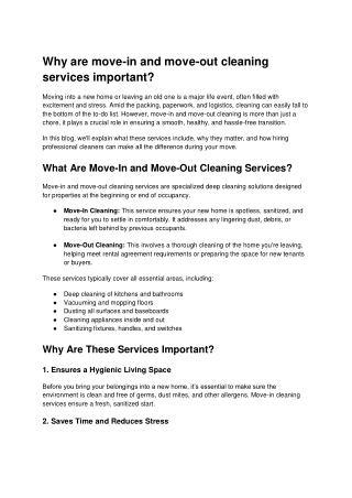 Why are move-in and move-out cleaning services important?