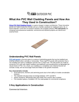 What Are PVC Wall Cladding Panels and How Are They Used in Construction?