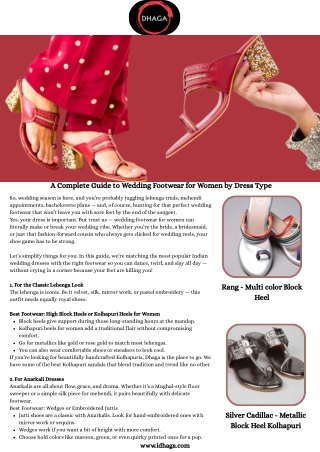 A Complete Guide to Wedding Footwear for Women by Dress Type