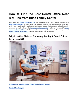 How to Find the Best Dental Office Near Me_ Tips from Bliss Family Dental