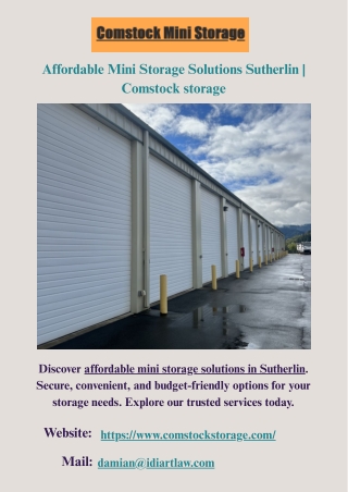 Affordable Mini Storage Solutions Sutherlin | Comstock storage