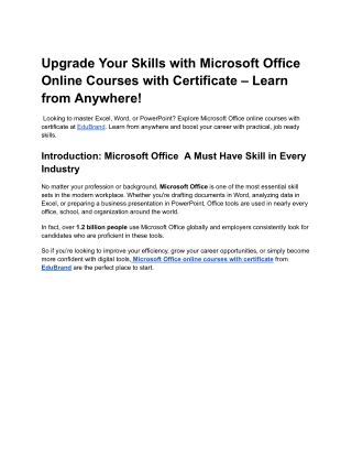 Microsoft office courses