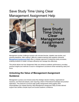 Save Study Time Using Clear Management Assignment Help