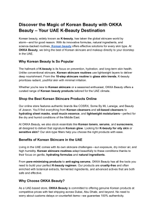 Discover the Magic of Korean Beauty with OKKA Beauty – Your UAE K-Beauty Destina