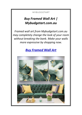 Buy Framed Wall Art | Mybudgetart.com.au