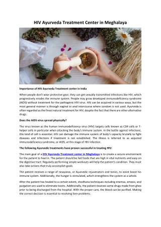 HIV Ayurveda Treatment Center in Meghalaya
