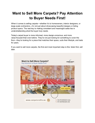 Want to Sell More Carpets_ Pay Attention to Buyer Needs First!