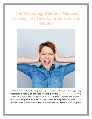 The Technology Behind a Modern Hearing Loss Test Accurate, Fast, and Reliable
