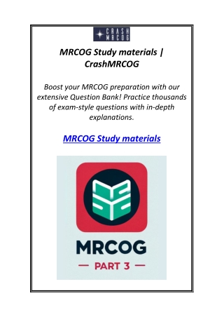 MRCOG Study materials | CrashMRCOG