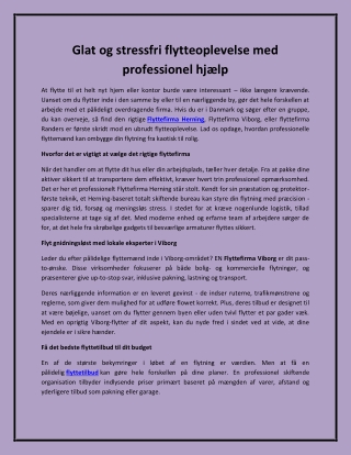 Glat og stressfri flytteoplevelse med professionel hjælp