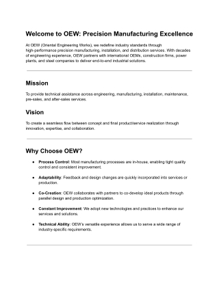 OEW - Precision Manufacturing Excellence