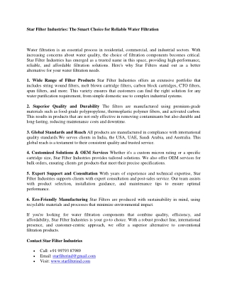 The Smart Choice for Reliable Water Filtration