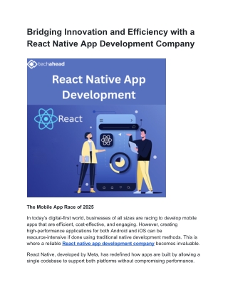 Simplifying Mobile Development Through React Native