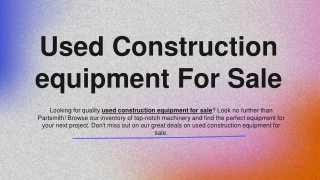 Used Construction equipment For Sale