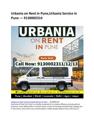 Urbania on Rent in Pune,Urbania Service in Pune — 9130002314