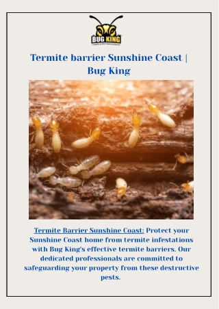 Termite barrier Sunshine Coast | Bug King
