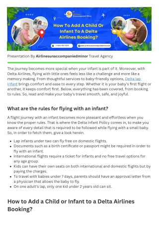 How To Add A Child Or Infant To A Delta Airlines Booking?