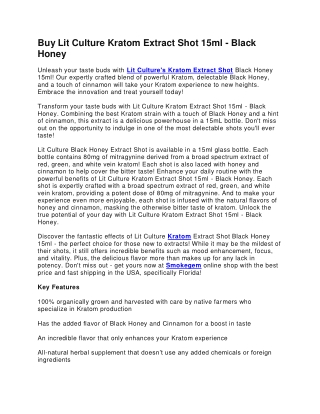 Buy Lit Culture Kratom Extract Shot 15ml