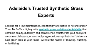 Adelaide’s Trusted Synthetic Grass Experts