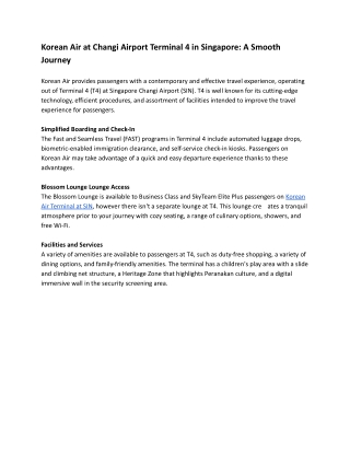 Korean Air at Changi Airport Terminal 4 in Singapore_ A Smooth Journey