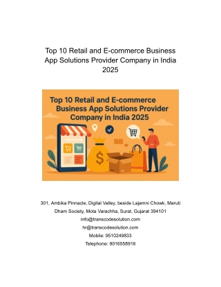 Top 10 Retail and E-commerce Business App Solutions Provider Company in India 2025
