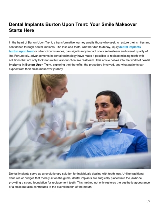 Dental Implants Burton Upon Trent Your Smile Makeover Starts Here