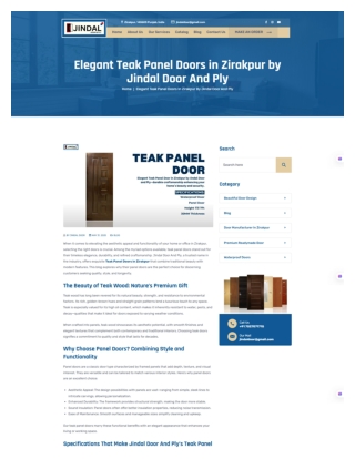 Elegant Teak Panel Doors in Zirakpur by Jindal Door And Ply