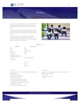 curriculum-primary | Primary school in nashik | EISN