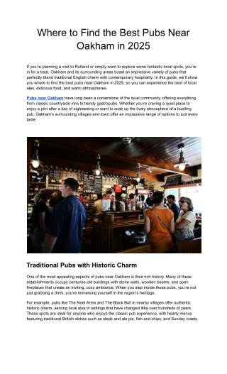 Where to Find the Best Pubs Near Oakham in 2025