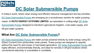 DC Solar Submersible Pumps