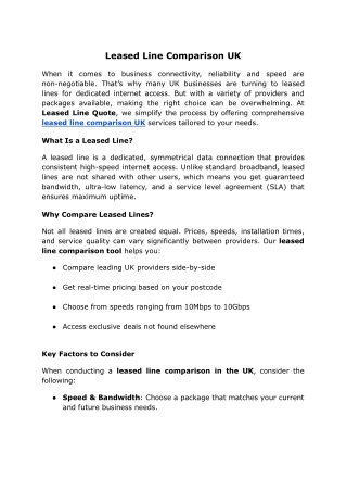 Leased Line Comparison UK