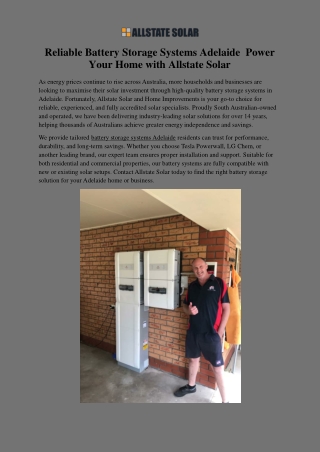 Battery Storage Systems Adelaide