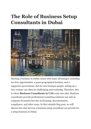 The Role of Business Setup Consultants in Dubai