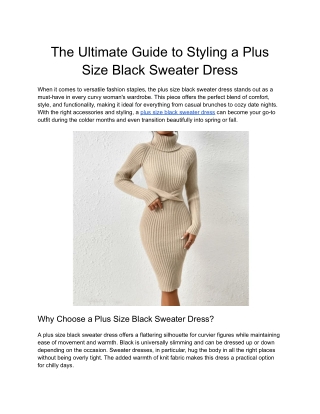 The Ultimate Guide to Styling a Plus Size Black Sweater Dress