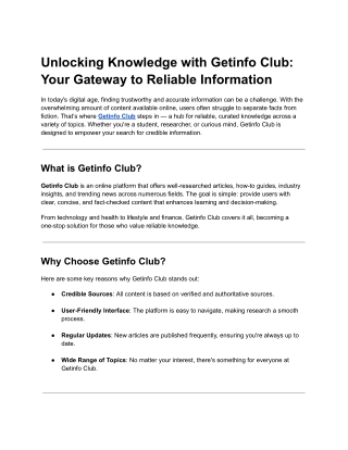 Unlocking Knowledge with Getinfo Club_ Your Gateway to Reliable Information