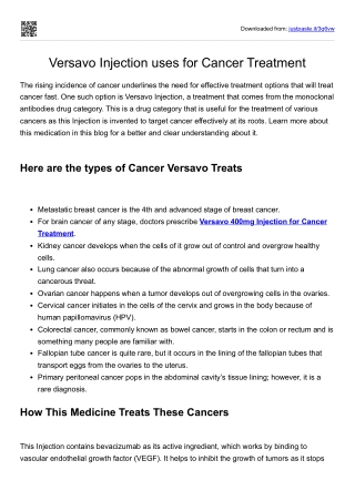 Versavo Injection uses for Cancer Treatment