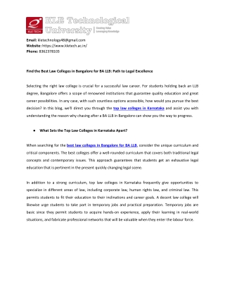 Find the Best Law Colleges in Bangalore for BA LLB Path to Legal Excellence