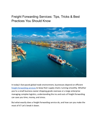 Freight Forwarding Services: Tips, Tricks & Best Practices You Should Know