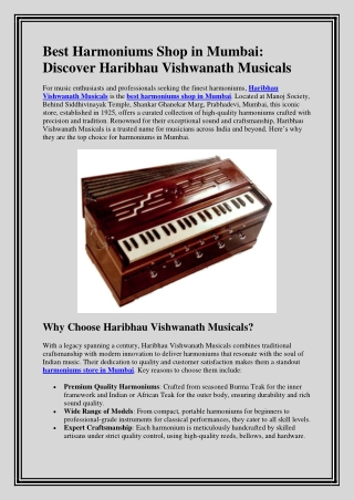 Best Harmoniums Shop in Mumbai
