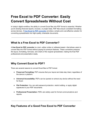 Free Excel to PDF Converter_ Easily Convert Spreadsheets Without Cost