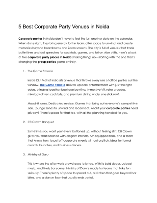 5 Best Corporate Party Venues in Noida